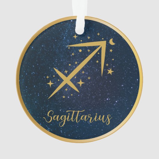 Sagittarius zodiasymbool gouden sterren gepersonal ornament (achterkant)