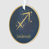 Sagittarius zodiasymbool gouden sterren gepersonal ornament (voorkant)