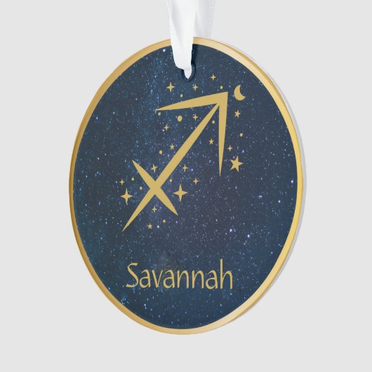 Sagittarius zodiasymbool gouden sterren gepersonal ornament (voorkant)