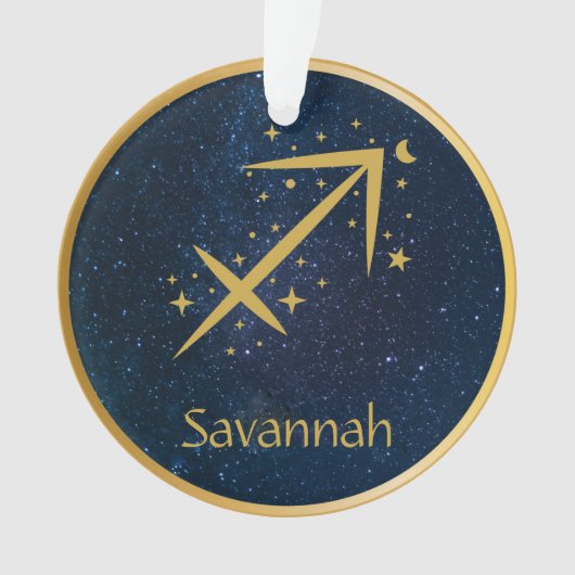 Sagittarius zodiasymbool gouden sterren gepersonal ornament (voorkant)