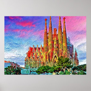Sagrada Familia, Barcelona, Spanje, Poster