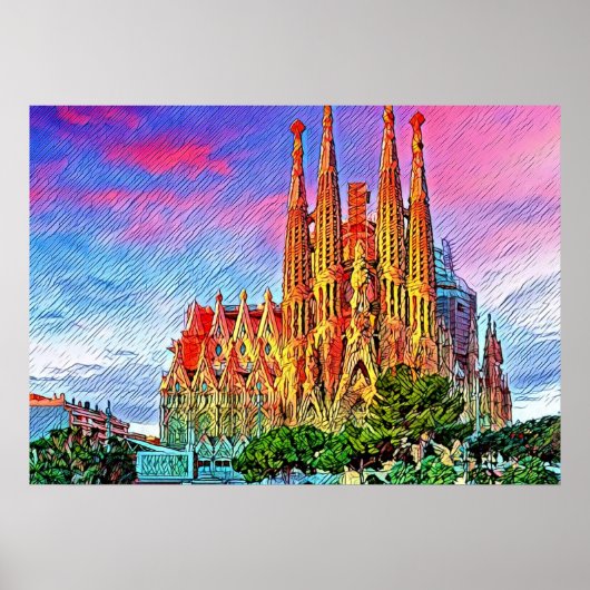 Sagrada Familia, Barcelona, Spanje, Poster (Voorkant)