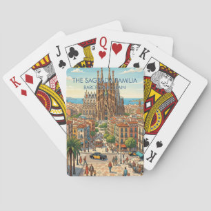 Sagrada Familia Barcelona Spanje Reizen Kunst Vint Pokerkaarten