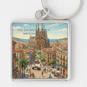 Sagrada Familia Barcelona Spanje Reizen Kunst Vint Sleutelhanger