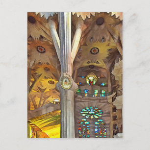 Sagrada Familia. Binnenkant. Aanzicht 11. Briefkaart