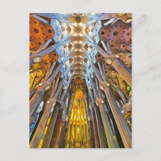 Sagrada Familia. Binnenkant. Aanzicht 21. Briefkaart (Voorkant)