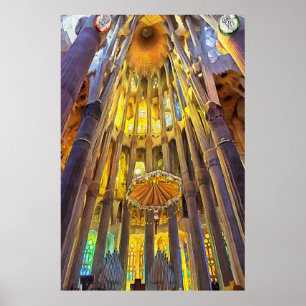 Sagrada Familia. Binnenkant. Aanzicht 22. Poster