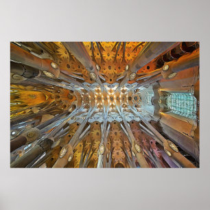 Sagrada Familia. Binnenkant. Aanzicht 31. Poster