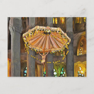 Sagrada Familia. Binnenkant. Aanzicht 4. Briefkaart