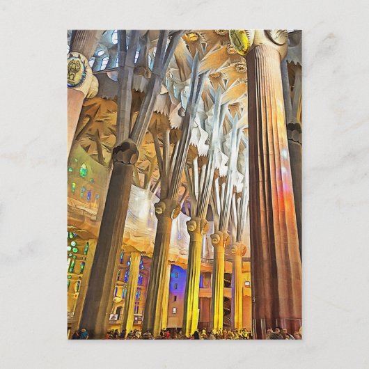 Sagrada Familia. Binnenkant. Aanzicht 9. Briefkaart (Voorkant)