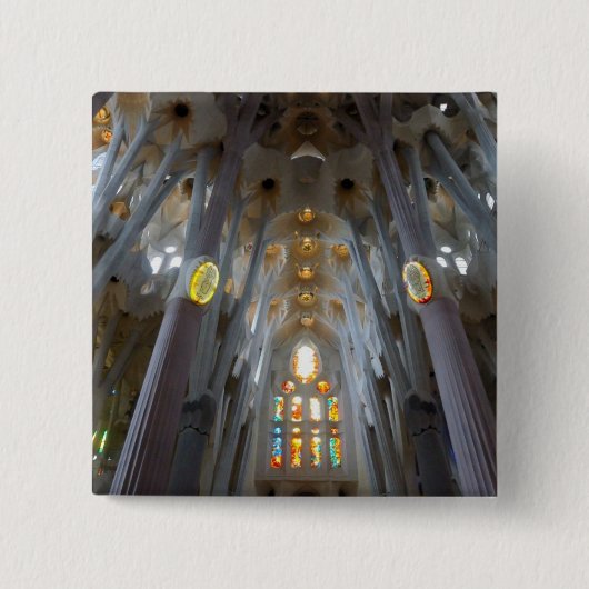 Sagrada Familia. Binnenkant Vierkante Button 5,1 Cm (Voorkant)