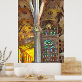 Sagrada Familia. Binnenshuis. Uitzicht 11. Poster (Keuken)