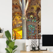 Sagrada Familia. Binnenshuis. Uitzicht 11. Poster (Thuiskantoor)
