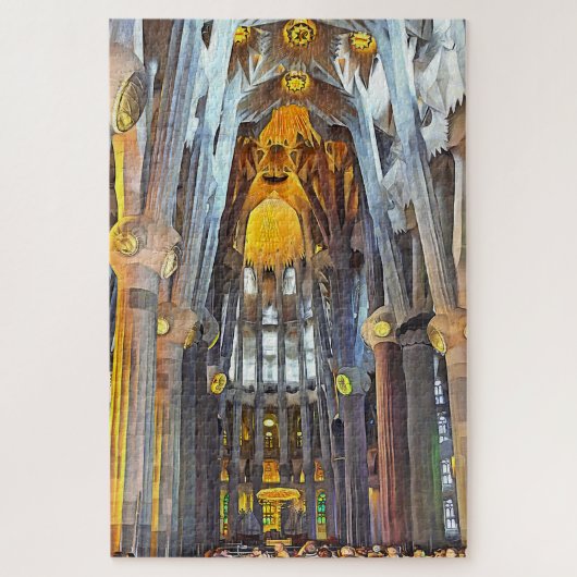 Sagrada Familia. Binnenshuis. Uitzicht 15. Legpuzzel (Verticaal)