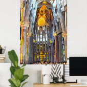 Sagrada Familia. Binnenshuis. Uitzicht 15. Poster (Thuiskantoor)