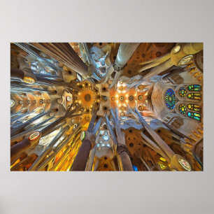 Sagrada Familia. Binnenshuis. Uitzicht 20. Poster
