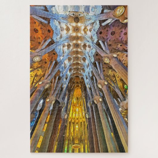 Sagrada Familia. Binnenshuis. Uitzicht 21. Legpuzzel (Verticaal)