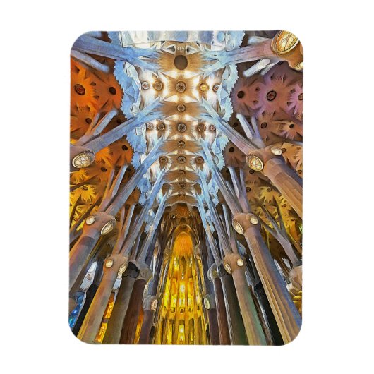 Sagrada Familia. Binnenshuis. Uitzicht 21. Magneet (Verticaal)