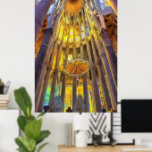 Sagrada Familia. Binnenshuis. Uitzicht 22. Poster (Thuiskantoor)