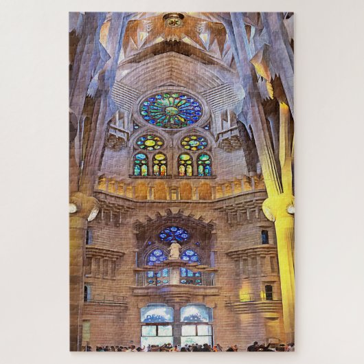 Sagrada Familia. Binnenshuis. Uitzicht 24. Legpuzzel (Verticaal)