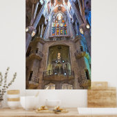 Sagrada Familia. Binnenshuis. Uitzicht 25. Poster (Keuken)
