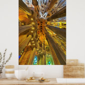 Sagrada Familia. Binnenshuis. Uitzicht 26. Poster (Keuken)