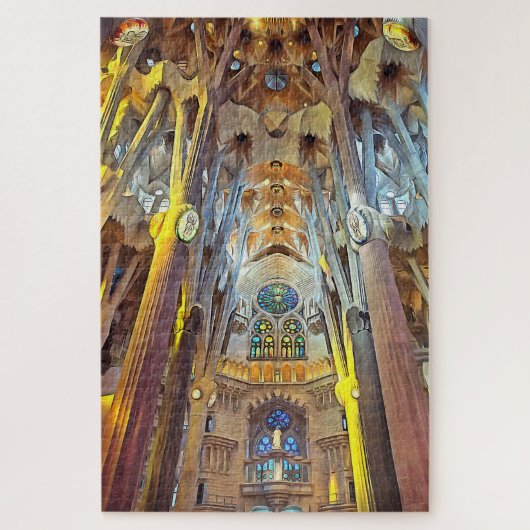 Sagrada Familia. Binnenshuis. Uitzicht 29. Legpuzzel (Verticaal)