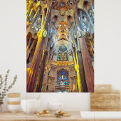 Sagrada Familia. Binnenshuis. Uitzicht 29. Poster (Keuken)