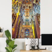 Sagrada Familia. Binnenshuis. Uitzicht 29. Poster (Thuiskantoor)