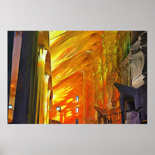 Sagrada Familia. Binnenshuis. Uitzicht 2. Poster