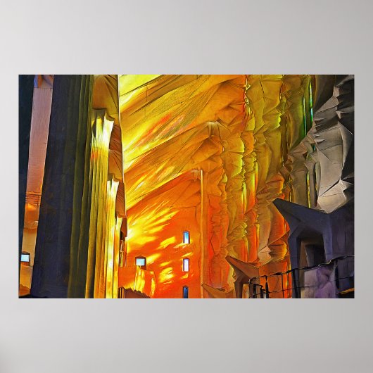 Sagrada Familia. Binnenshuis. Uitzicht 2. Poster (Voorkant)