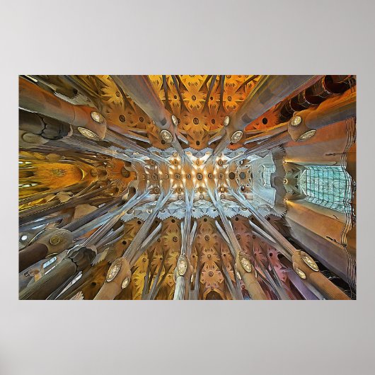 Sagrada Familia. Binnenshuis. Uitzicht 31. Poster (Voorkant)