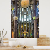 Sagrada Familia. Binnenshuis. Uitzicht 6. Poster (Keuken)
