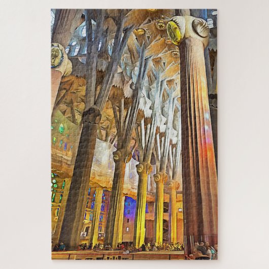 Sagrada Familia. Binnenshuis. Uitzicht 9. Legpuzzel (Verticaal)