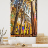 Sagrada Familia. Binnenshuis. Uitzicht 9. Poster (Keuken)