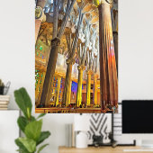 Sagrada Familia. Binnenshuis. Uitzicht 9. Poster (Thuiskantoor)