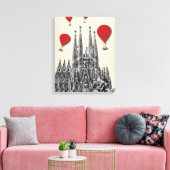 Sagrada Familia en Red Hot Air-ballonnen Canvas Afdruk (Insitu (Woonkamer))