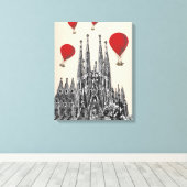 Sagrada Familia en Red Hot Air-ballonnen Canvas Afdruk (Insitu (Houten vloer))