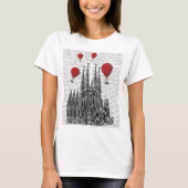 Sagrada Familia en Red Hot Air-ballonnen T-shirt (Voorkant)