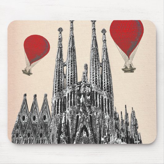 Sagrada Familia en Red Hot Air Balloons 2 Muismat (Voorkant)