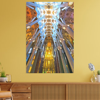 Sagrada Familia Interieur Barcelona Canvas Afdruk
