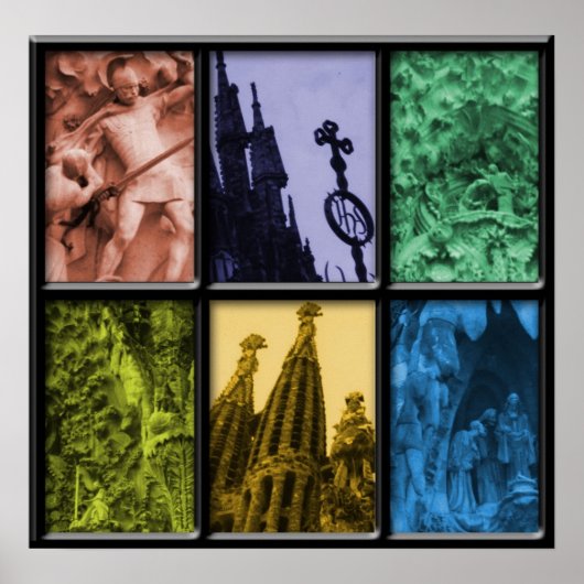 Sagrada Familia Montage Poster (Voorkant)