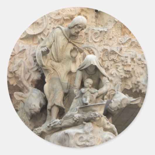 Sagrada Familia sculpturen Ronde Sticker (Voorkant)
