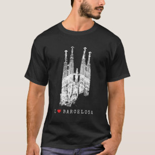 Sagrada Familia Skyline Spanje Fan I Love Barcelon T-shirt