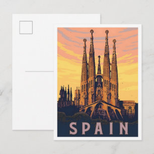 Sagrada Familia Spanje Vintage Reizen Briefkaart