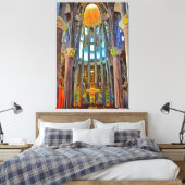 Sagrada Familia. Uitzicht binnen bij zonsondergang Canvas Afdruk (Insitu (Slaapkamer))