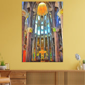 Sagrada Familia. Uitzicht binnen bij zonsondergang Canvas Afdruk (Insitu (Woonkamer))