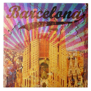 Sagrada Familia Vintage Spanje Barcelona Tegeltje