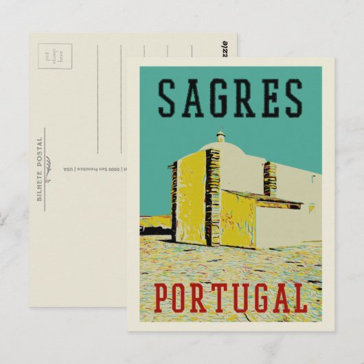 Sagres promontory illustration Algarve Portugal Briefkaart (Voorkant / Achterkant)