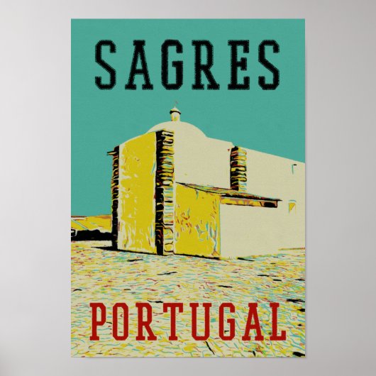 Sagres promontory illustration Algarve Portugal Poster (Voorkant)